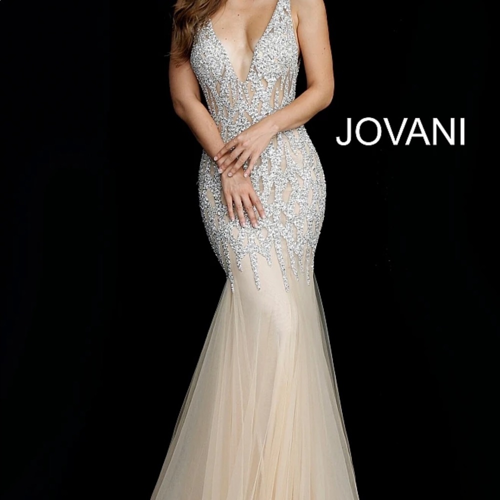 Jovani Crystal Encrusted Mermaid Gown